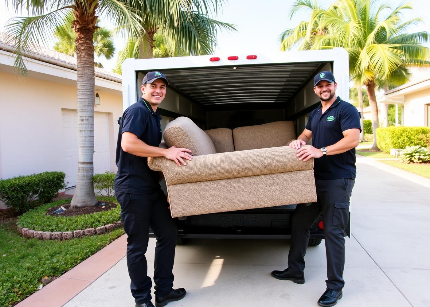 U Call We Haul crew loading furniture into a truck in South Florida